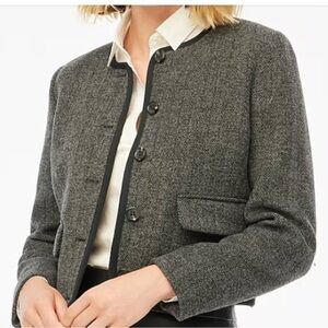 J. Crew NWT Herringbone Cropped Blazer Jacket Heathered Grey Size 12P Career